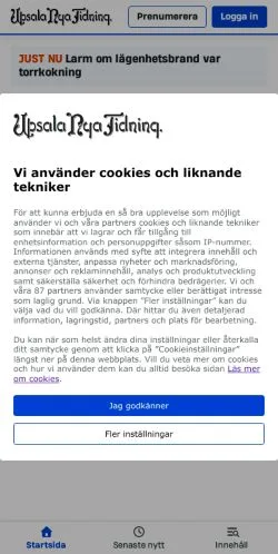 Forhåndsvisning av nettstedet UNT, medium fra Sverige for sponsede artikler