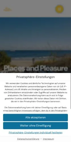 Vista previa del sitio Places and Pleasure, medio de Alemania para artículos patrocinados