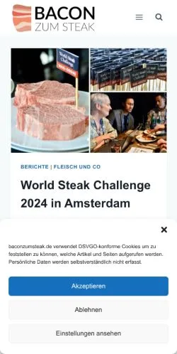 Podgląd witryny Bacon Zum Steak, medium z kraju Niemcy do artykułów sponsorowanych