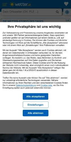 스폰서 기사용 오스트리아 매체 Wetter Österreich 사이트 미리보기