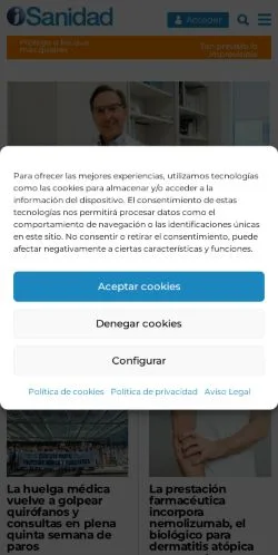 Vista previa del sitio iSanidad, medio de España para artículos patrocinados