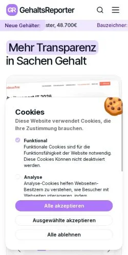 Anteprima del sito Gehaltsreporter, media di Germania per articoli sponsorizzati