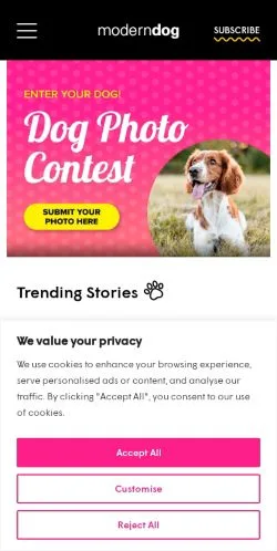 Anteprima del sito Modern Dog Magazine, media di Stati Uniti per articoli sponsorizzati
