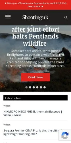 Podgląd witryny ShootingUK, medium z kraju Wielka Brytania do artykułów sponsorowanych