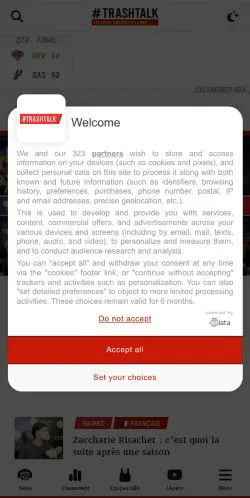 スポンサード記事向けのフランスメディア、TrashTalkのサイトプレビュー