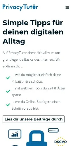 Preview of the PrivacyTutor website, a media outlet in Germany for sponsored articles