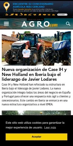 スポンサード記事向けのスペインメディア、Profesional Agroのサイトプレビュー