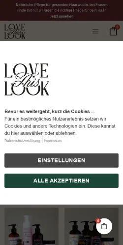 Sponsorlu makaleler için Almanya medyası Love This Look sitesinin önizlemesi