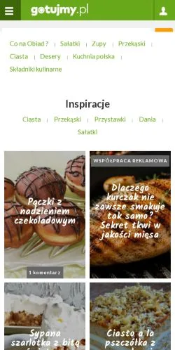 Sponsorlu makaleler için Polonya medyası Przepisy Kulinarne = Gotujmy.pl sitesinin önizlemesi