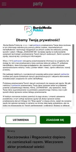 Sponsorlu makaleler için Polonya medyası Party sitesinin önizlemesi