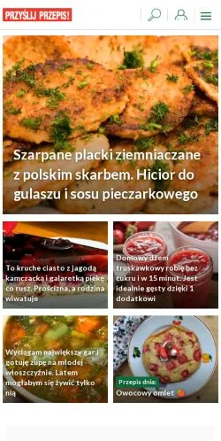 Anteprima del sito PrzyslijPrzepis, media di Polonia per articoli sponsorizzati
