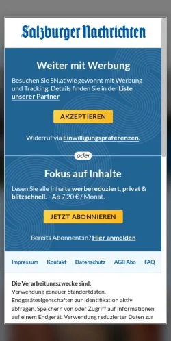 Podgląd witryny Salzburger Nachrichten, medium z kraju Austria do artykułów sponsorowanych