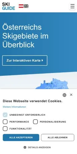 Anteprima del sito Ski Guide Austria, media di Austria per articoli sponsorizzati