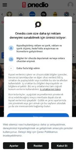 Forhåndsvisning af Onedio, medie fra Tyrkiet til sponsorerede artikler