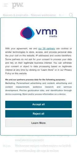 Anteprima del sito pwnet, media di Paesi Bassi per articoli sponsorizzati