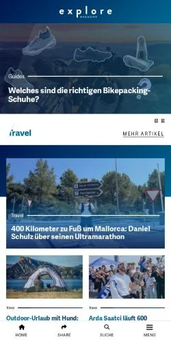Podgląd witryny Explore Magazine, medium z kraju Niemcy do artykułów sponsorowanych