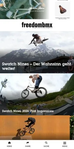 スポンサード記事向けのドイツメディア、Freedom BMXのサイトプレビュー