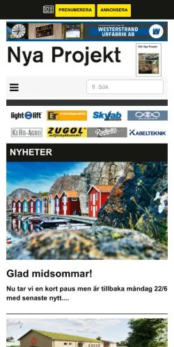 Anteprima del sito Nya Projekt -, media di Svezia per articoli sponsorizzati