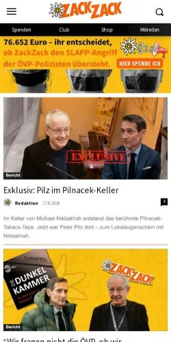Anteprima del sito zackzack.at, media di Austria per articoli sponsorizzati