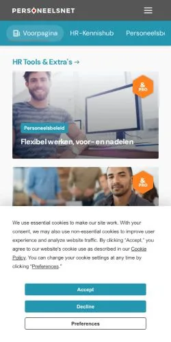 Podgląd witryny Personeelsnet, medium z kraju Holandia do artykułów sponsorowanych