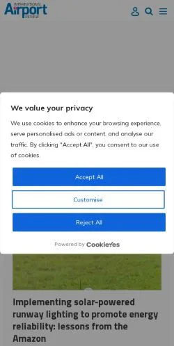 Anteprima del sito International Airport Review, media di Stati Uniti per articoli sponsorizzati