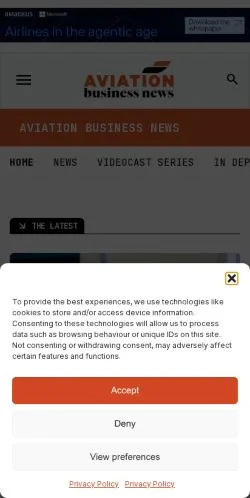 Anteprima del sito Aviation Business News, media di Regno Unito per articoli sponsorizzati