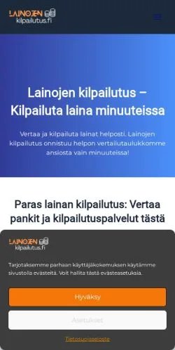Anteprima del sito Lainojen Kilpailutus, media di Finlandia per articoli sponsorizzati