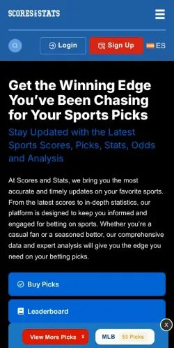 Anteprima del sito Scoresandstats, media di Stati Uniti per articoli sponsorizzati