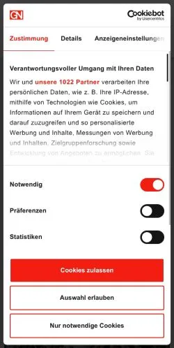 Podgląd witryny GN-Online, medium z kraju Niemcy do artykułów sponsorowanych