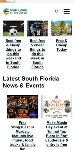 Anteprima del sito Miami On The Cheap, media di Stati Uniti per articoli sponsorizzati