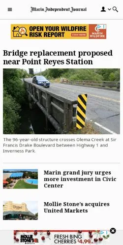 スポンサード記事向けのアメリカ合衆国メディア、Marin Independent Journalのサイトプレビュー