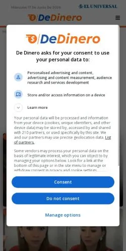 Anteprima del sito dedinero, media di Messico per articoli sponsorizzati