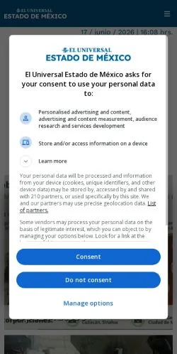 Anteprima del sito El Universal Edomex, media di Messico per articoli sponsorizzati
