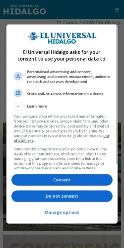 Anteprima del sito El Universal Hidalgo, media di Messico per articoli sponsorizzati