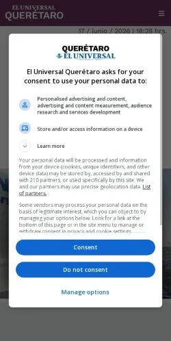 Anteprima del sito El Universal Querétaro, media di Messico per articoli sponsorizzati