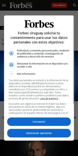 Anteprima del sito Forbes Uruguay, media di Spagna per articoli sponsorizzati