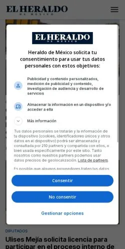 Anteprima del sito El Heraldo de México, media di Messico per articoli sponsorizzati