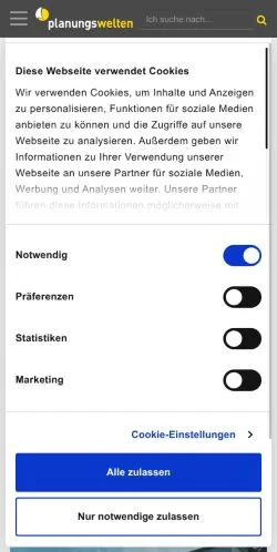Anteprima del sito Planungswelten, media di Germania per articoli sponsorizzati