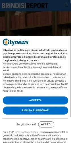 Anteprima del sito Brindisi Report, media di Italia per articoli sponsorizzati