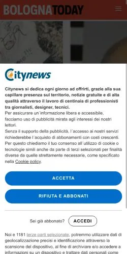 Vista previa del sitio BolognaToday, medio de Italia para artículos patrocinados