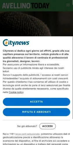 Anteprima del sito AvellinoToday, media di Italia per articoli sponsorizzati