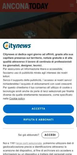 Podgląd witryny AnconaToday, medium z kraju Włochy do artykułów sponsorowanych