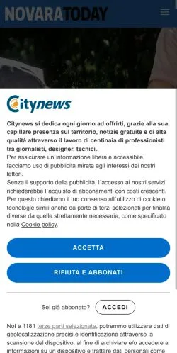 Anteprima del sito NovaraToday, media di Italia per articoli sponsorizzati