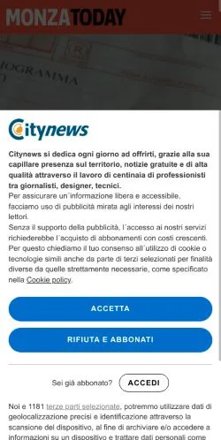 Podgląd witryny MonzaToday, medium z kraju Włochy do artykułów sponsorowanych