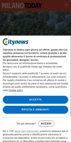 Podgląd witryny MilanoToday, medium z kraju Włochy do artykułów sponsorowanych