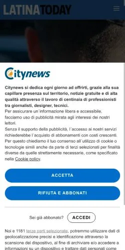 Podgląd witryny LatinaToday, medium z kraju Włochy do artykułów sponsorowanych