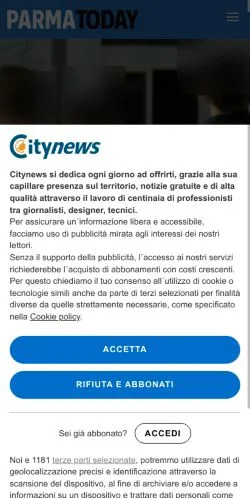 Anteprima del sito ParmaToday, media di Italia per articoli sponsorizzati