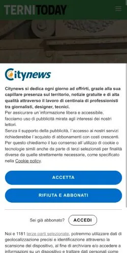 Voorbeeld van de site TerniToday, medium uit Italië voor gesponsorde artikelen