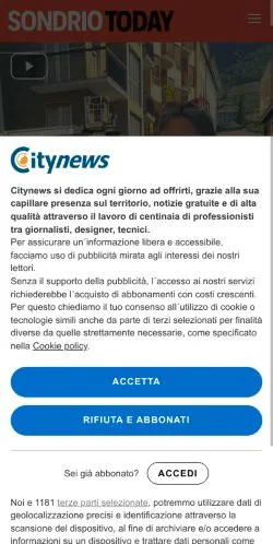 Anteprima del sito SondrioToday, media di Italia per articoli sponsorizzati