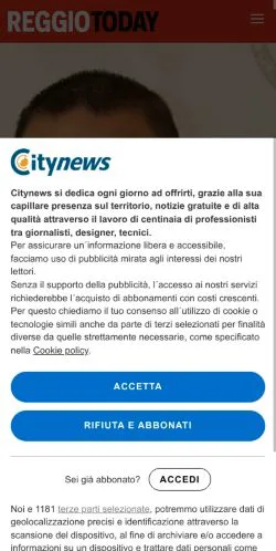 Anteprima del sito ReggioToday, media di Italia per articoli sponsorizzati